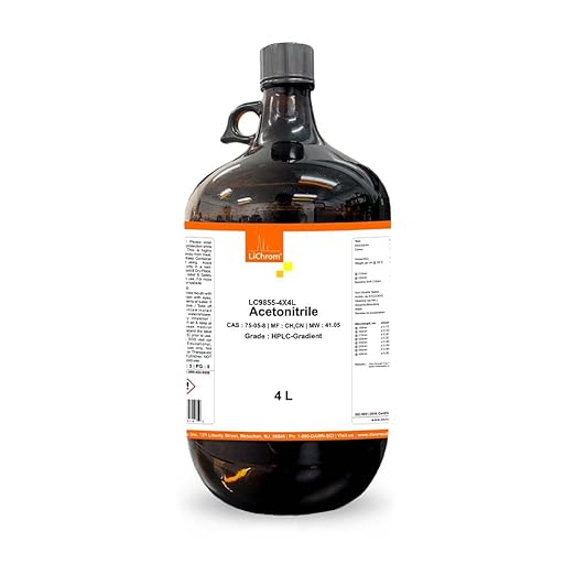 Acetonitrile, HPLC Gradient Grade, 99.9% Min, 4 Liter