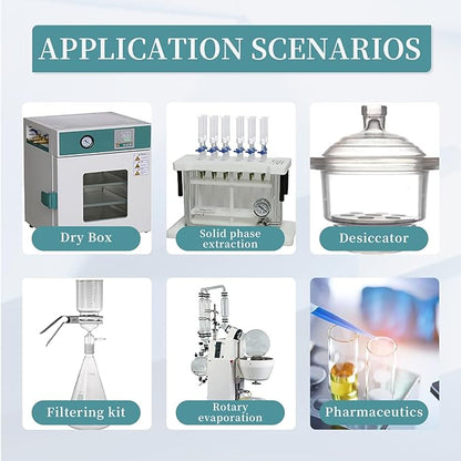 VP-10L Oil-Free Lab Vacuum Pump Oilless Diaphragm Pump 10L/min & Rubber Tube for Laboratory Vacuum Filtration,Negative Pressure,110V-220V