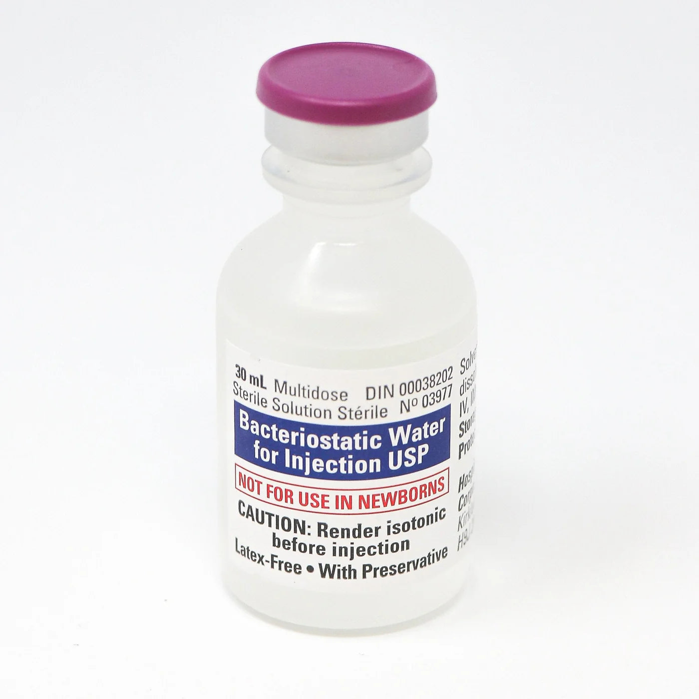 Hospira Bacteriostatic Water 0.9% Solution MDV 30mL No Mercury Sterile FTV