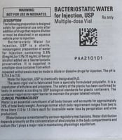 Water Bacteriostatic IV Injection Solution MDV 30mL No Mercury Sterile FTV