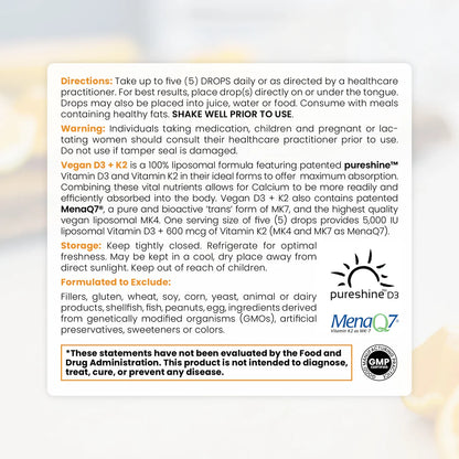 Vegan D3 + K2 Full-Spectrum Liquid Drops: 10 mL 5,000 IU Liposomal Vitamin